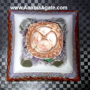 Color Layered Orgone Pyramid With Copper Flower Of Life (80-85 mm)