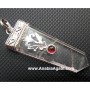 Crystal Quartz Flat Stick Pendant with Garnet | Handcrafted Jewelry