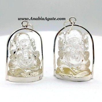 Crystal Quartz Ganesha Pendant - Handcrafted Spiritual Jewelry