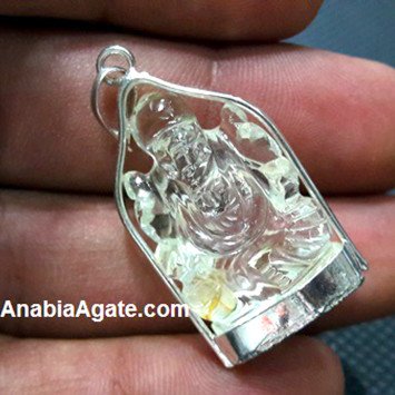 Crystal Quartz Ganesha Pendant - Handcrafted Spiritual Jewelry