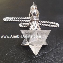Crystal Quartz Merkaba Pendulum with Crystal Bead | High-Quality Healing Crystals