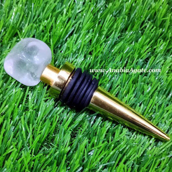 Crystal Quartz Tumble Bottle Stopper - Unique Handcrafted Piece