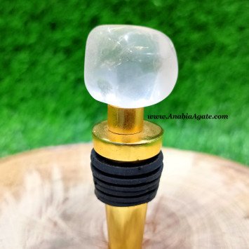 Crystal Quartz Tumble Bottle Stopper - Unique Handcrafted Piece