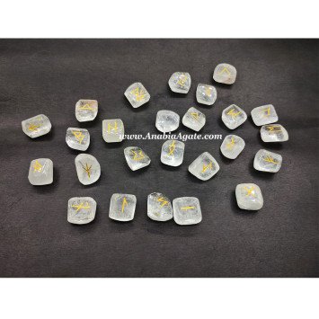 Crystal Quartz Engraved Rune Set - Divination Tools for Spiritual Guidance