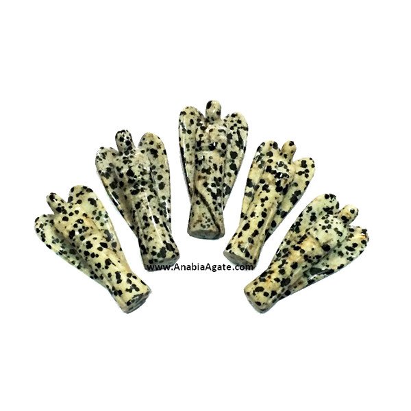 Dalmatian Jasper 2-Inch Angel Figurine - Handcrafted Gemstone Sculpture