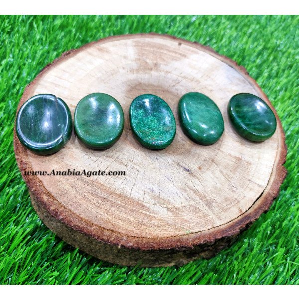 Dark Green Jade Worry Stone - Soothing Natural Gemstone Palm Stone
