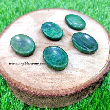 Dark Green Jade Worry Stone - Soothing Natural Gemstone Palm Stone