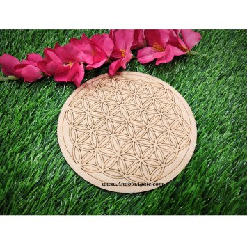 Flower of Life Wooden Crystal Grid