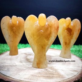 Golden Quartz Angel Figurines - 3.5 Inches for Home Decor