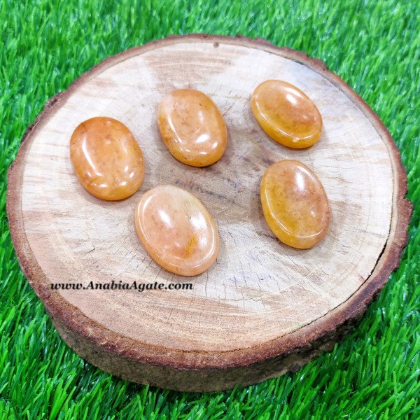 Golden Quartz Worry Stones - Natural Healing Crystal for Anxiety Relief