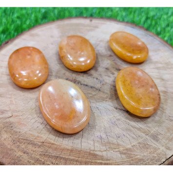 Golden Quartz Worry Stones - Natural Healing Crystal for Anxiety Relief