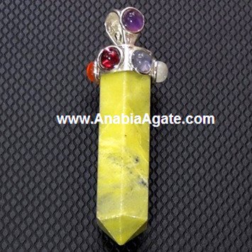Grass Jasper Chakra Pencil Pendant - Handcrafted Healing Crystal Jewelry