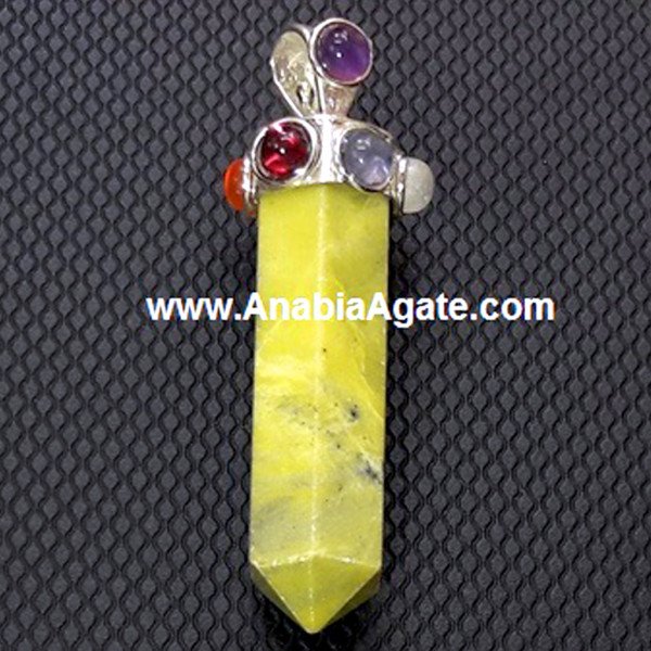 Grass Jasper Chakra Pencil Pendant - Handcrafted Healing Crystal Jewelry