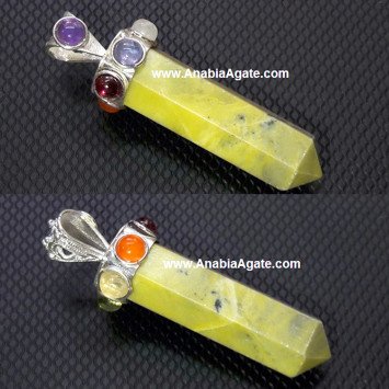 Grass Jasper Chakra Pencil Pendant - Handcrafted Healing Crystal Jewelry