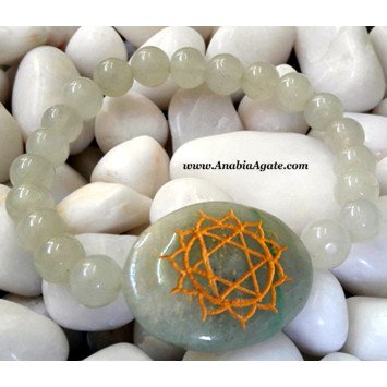 Green Aventurine Anahata Engraved Bracelet - Natural Healing Crystal Jewelry