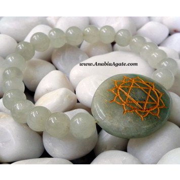 Green Aventurine Anahata Engraved Bracelet - Natural Healing Crystal Jewelry