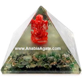 Green Aventurine Orgone Ganesha Pyramid - Positive Energy Generator