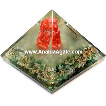 Green Aventurine Orgone Ganesha Pyramid - Positive Energy Generator