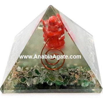 Green Aventurine Orgone Ganesha Pyramid - Positive Energy Generator