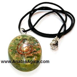 Green Aventurine Orgone Oval Pendant with Cord | Crystal Energy Necklace