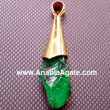 Green Color Dyed Raw Pendant - Handcrafted Natural Stone Jewelry