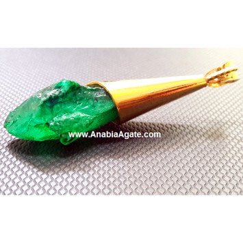 Green Color Dyed Raw Pendant - Handcrafted Natural Stone Jewelry
