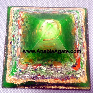 Green Color Orgone Pyramid With Wire Wrapped Crystal Quartz Point