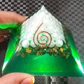 Green Color Orgone Pyramid with Pearls | Handmade Energy Healing Crystal Pyramid