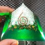 Green Color Orgone Pyramid with Pearls | Handmade Energy Healing Crystal Pyramid