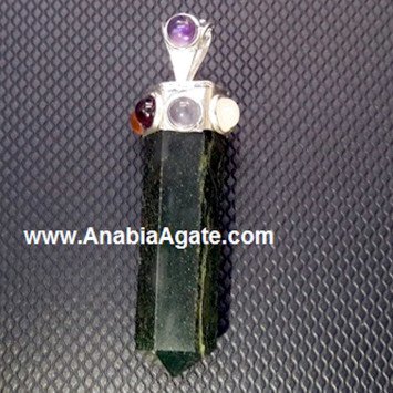 Green Mica Chakra Pencil Pendant | Beautiful Healing Crystal Jewelry