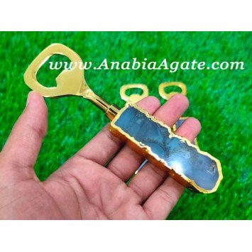 Grey Agate Golden Electroplated Bottle Opener - Exquisite Barware Accessory