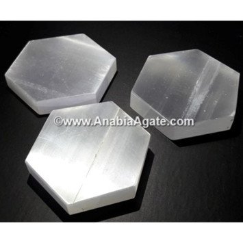 Selenite Hexagon Charging Plates - Natural Energy Cleansing Crystals