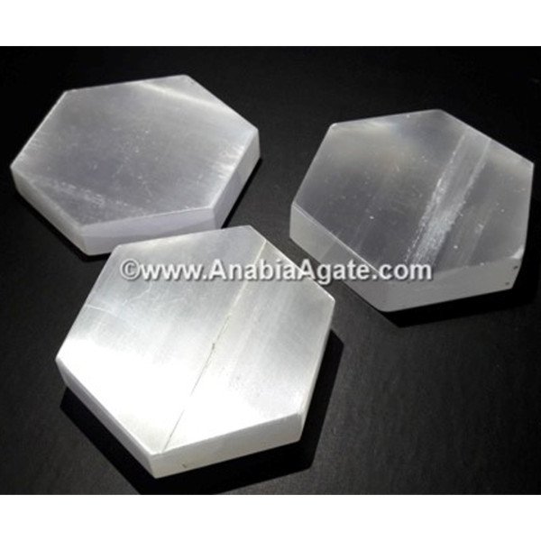 Selenite Hexagon Charging Plates - Natural Energy Cleansing Crystals
