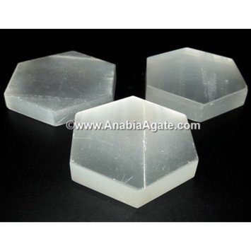 Selenite Hexagon Charging Plates - Natural Energy Cleansing Crystals