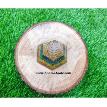 Mix Gemstone Hexagonal Shape Orgone Pyramid - Powerful Energy Healing Pyramid