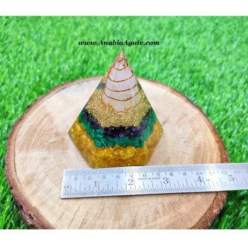 Mix Gemstone Hexagonal Shape Orgone Pyramid - Powerful Energy Healing Pyramid