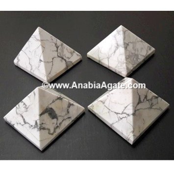 Howlite Gemstone Pyramid - Natural Healing Crystal for Meditation and Calm
