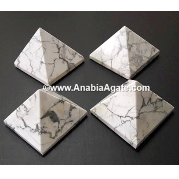 Howlite Gemstone Pyramid - Natural Healing Crystal for Meditation and Calm