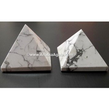 Howlite Gemstone Pyramid - Natural Healing Crystal for Meditation and Calm
