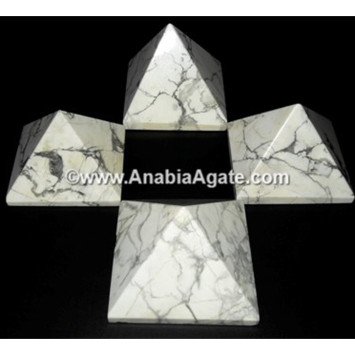 Howlite Gemstone Pyramid - Natural Healing Crystal for Meditation and Calm