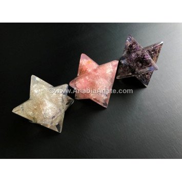 Rose Quartz, Amethyst, Crystal Quartz Orgone Merkaba Star | 75mm in Size | Combo