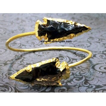 Black Obsidian 2 Inch Arrowhead Bangle