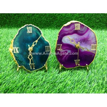 Blue and Pink Onyx Plated Coaster Watch with Stand | Exclusive Home Decor