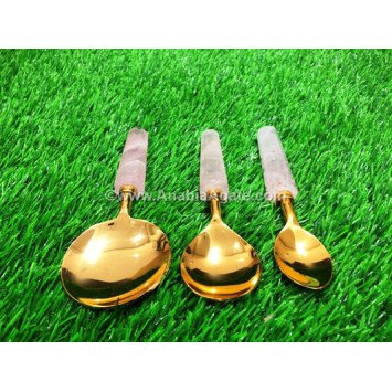 Rose Quartz Obelisk Handled Spoon Set of 3