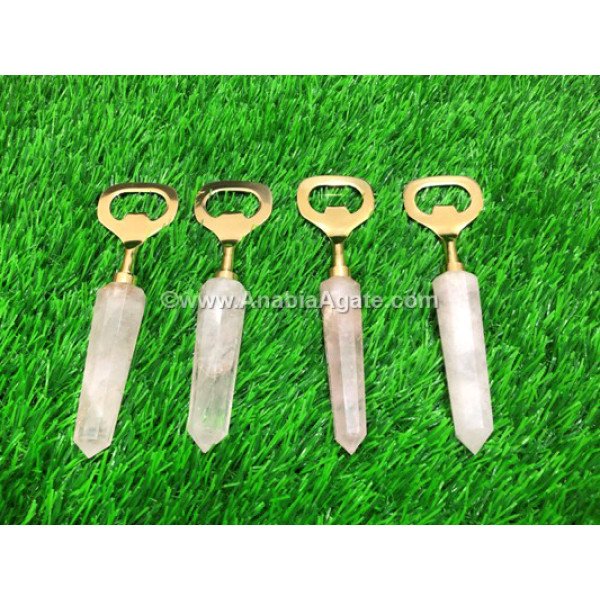 Rose Quartz Obelisk Handled Bottle Opener - Unique Barware