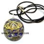 Lapis Lazuli Ajna Chakra Engraved Orgone Oval Pendant with Cord