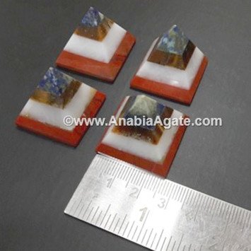 Lapis Lazuli, Tiger Eye, White Quartz, Red Jasper Bonded Baby Pyramid - Crystal Healing