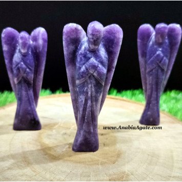 Lepidolite Gemstone Angel Figurines - 3.5 Inches
