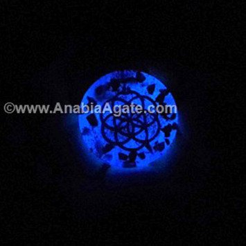 Mix Agate Orgone Glowing Pendant With Flower Of Life Metal Symbol