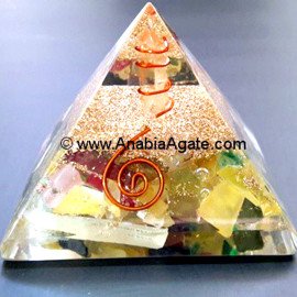 Mix Chips Orgone Pyramid With Crystal Quartz Points